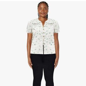 Ecowish Short Sleeve Button Down Peter Pan Collar- Size XL